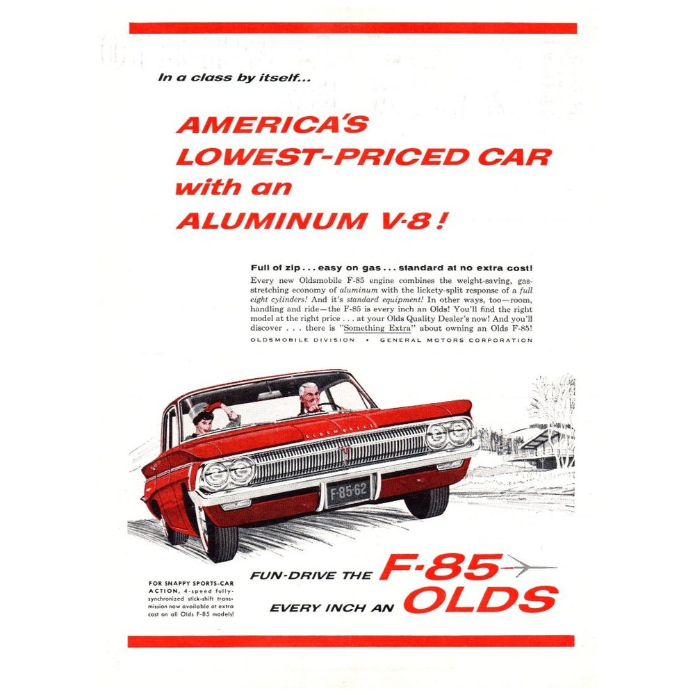 1963 Oldsmobile F-85 Cutlass Vintage Print Ad Every Inch an Olds Red Classic Car